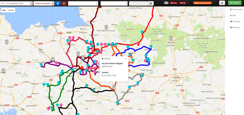 Planification des tournées via Google Maps