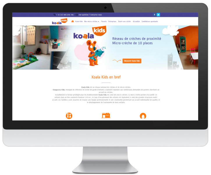 Capture d'écran du site web de Koala Kids